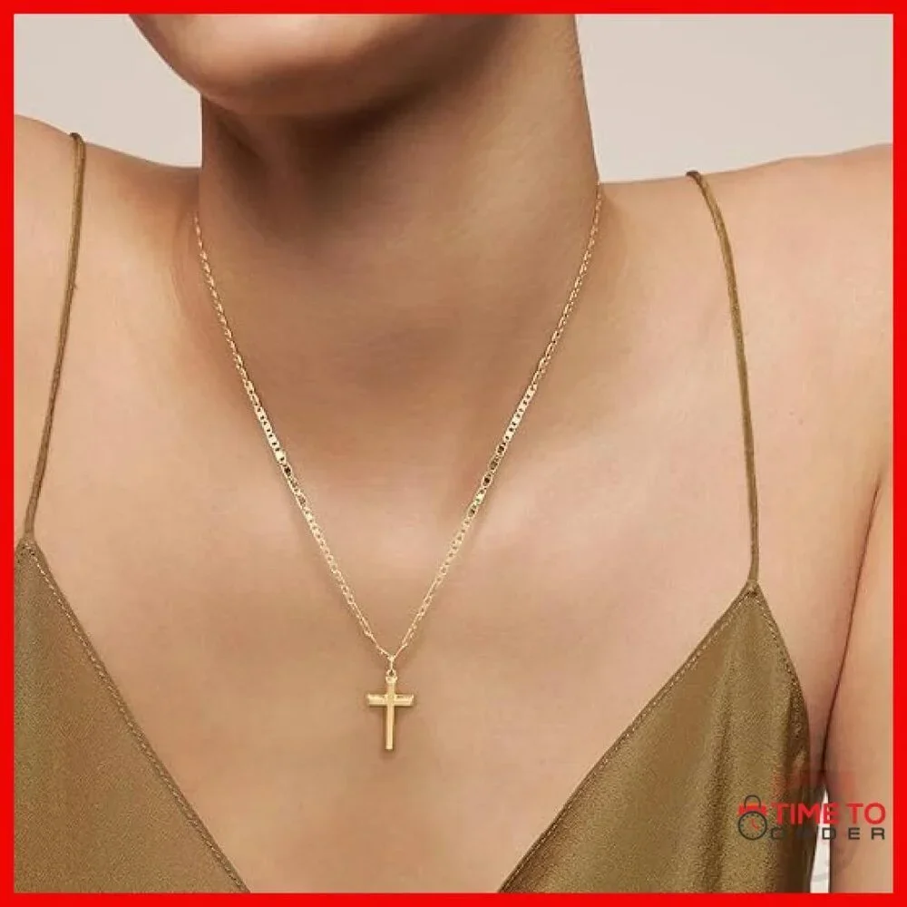 Gold Plated Cross Pendant Necklace 19 Inch Lobster Clasp